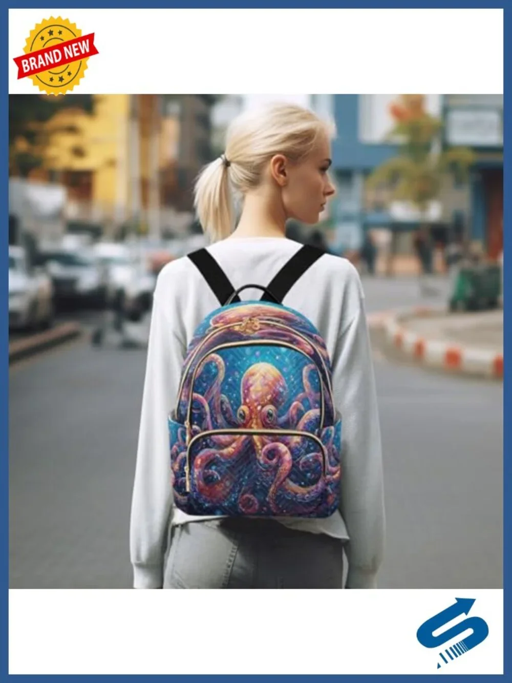 Kraken Women Backpack Purse Fashion Shoulder Bag Daypack Travel 10L